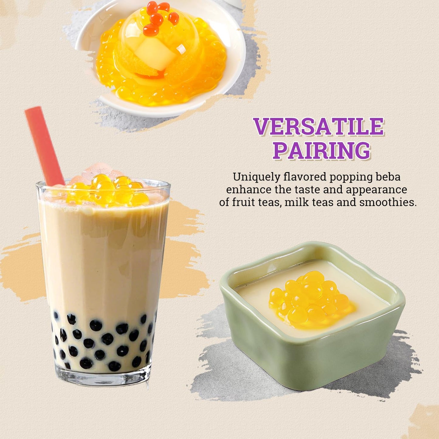 52Usa Passion Fruit Popping Boba (500G), Popping Pearls For Bubble Tea, Beverages, Sweets, Ice Cream, Shakes, Desserts & Smoothi