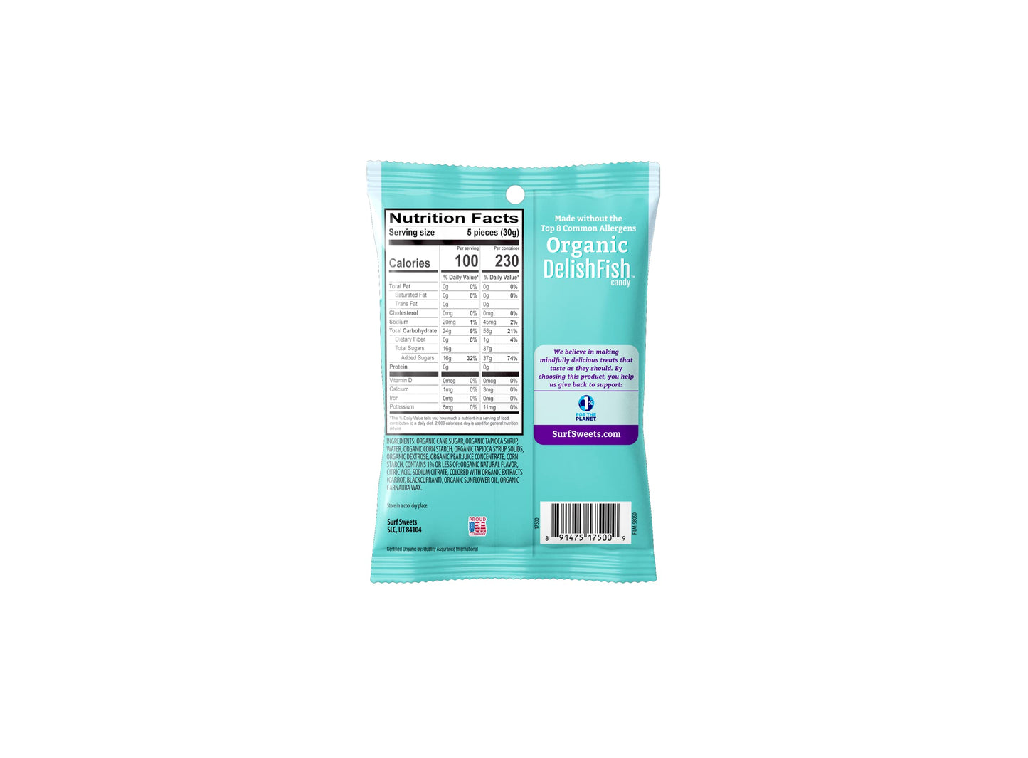 Surf Sweets Organic Delishfish Candy - Sweet Vegan Candy Fish, Gluten Free Snack For Kids And Adults, Kosher, Raspberry Fruit Flavor, Sweetened With Organic Cane Sugar - 2.75 Oz Bag (Pack Of 12)