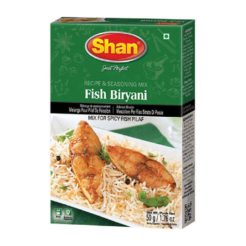 Shan Fish Biryani Recipe and Seasoning Mix 1.76 oz (50g) - Spice Powder for Spicy Fish Layered Pilaf - Suitable for Vegetarians 