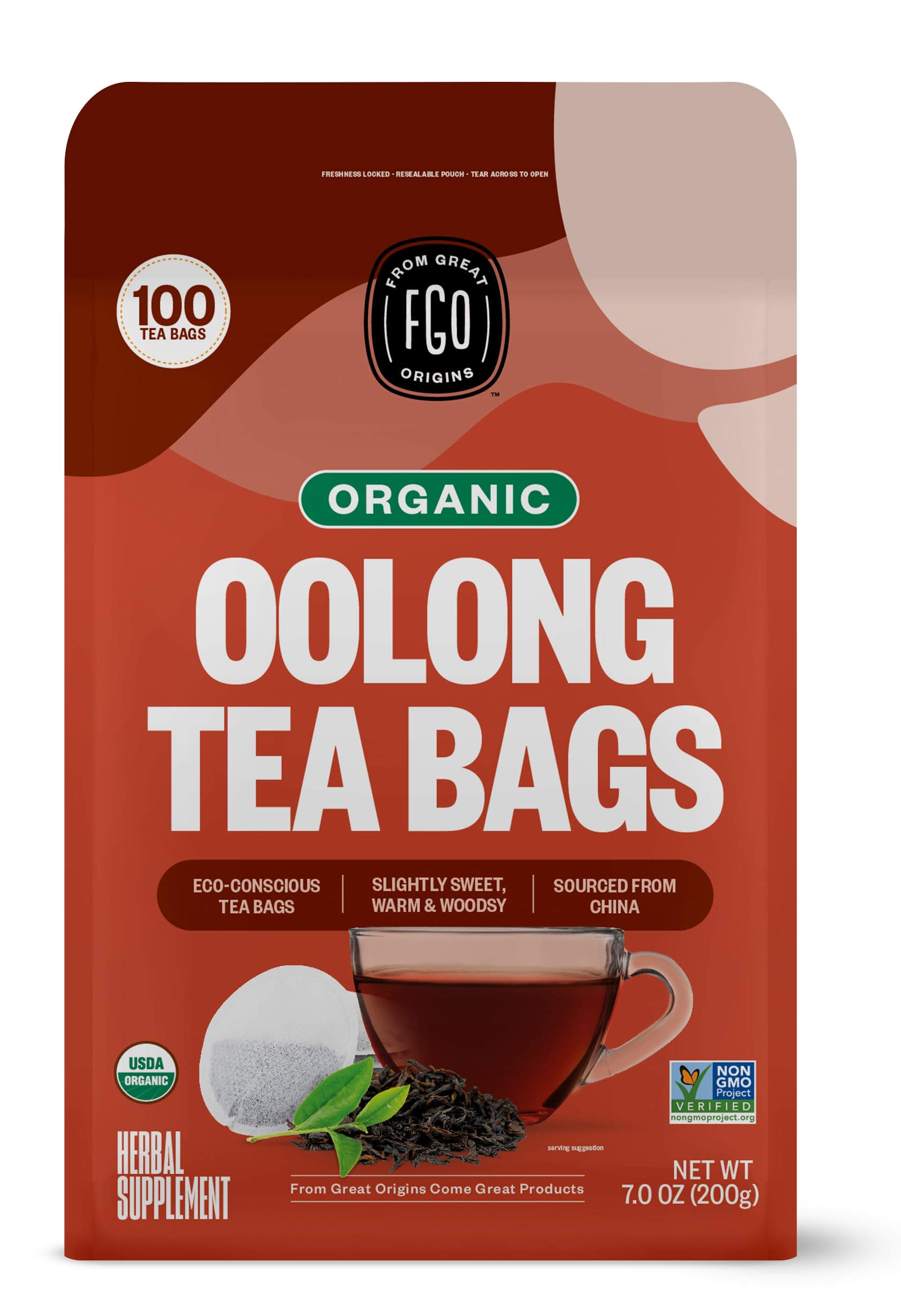 Fgo Organic Oolong Tea, Eco-Conscious Tea Bags, 100 Count, Packaging May Vary (Pack Of 1)