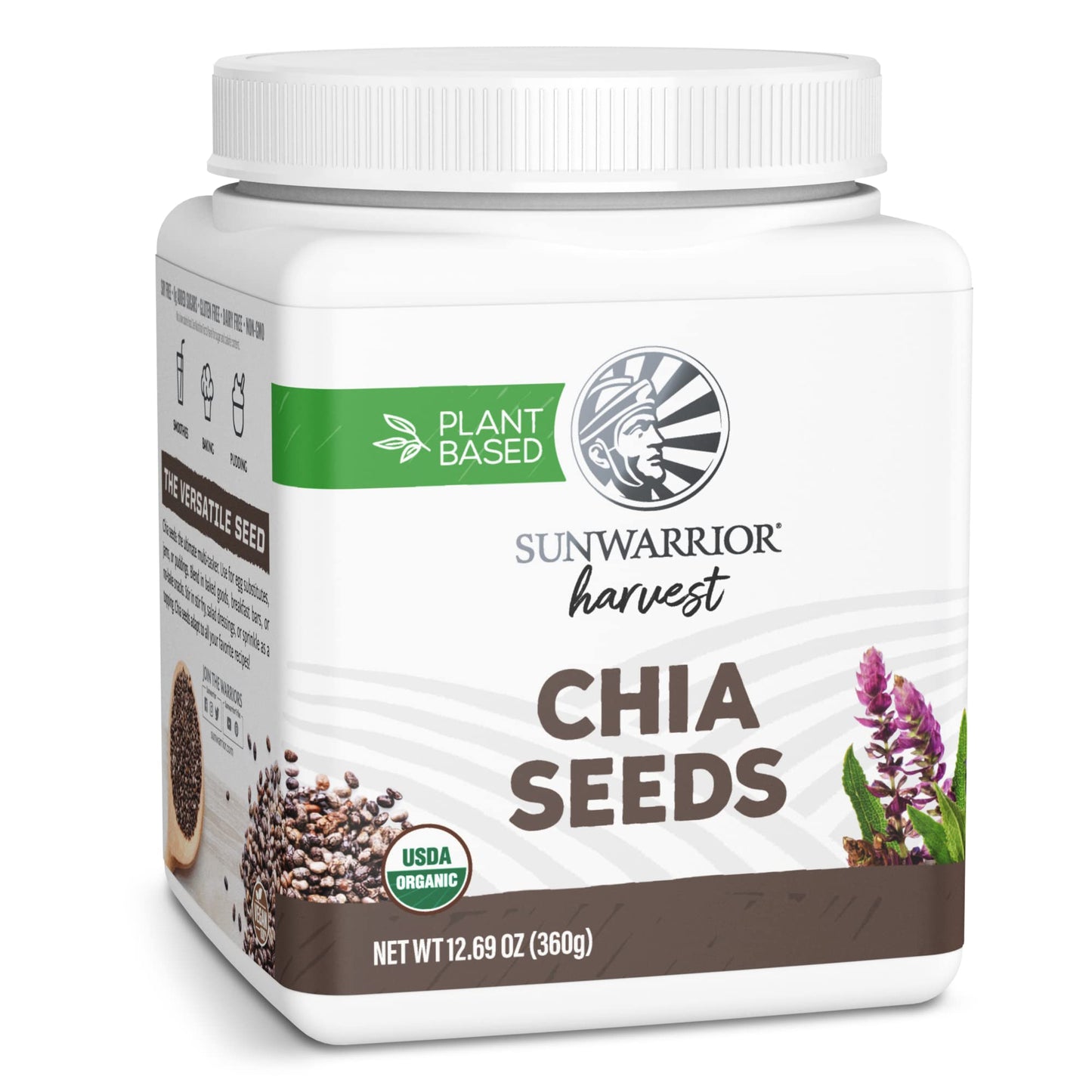 Sunwarrior Chia Seeds Organic Non-GMO Keto Vegan Superfood 360g Tub (30 Servings)