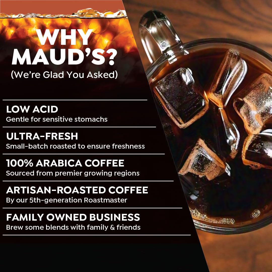 Maud'S Vanilla Caramel Cold Brew Coffee Pods, 18 Ct | Cold Bew Vanilla Caramel Flavor | 100% Arabica Dark Roast Coffee | Solar E