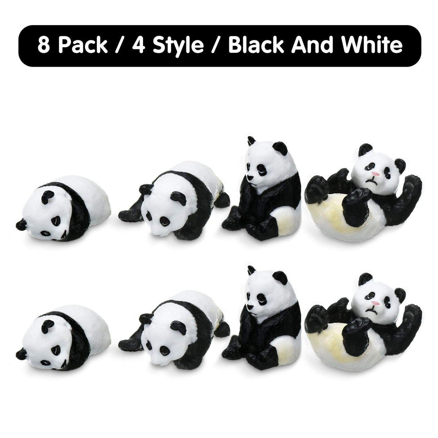 Meekoo 8 Pieces Miniature Panda Decor Cute Plastic Panda Figurines Mini Birthday Decorations Cake Topper Decoration For Party Supplies