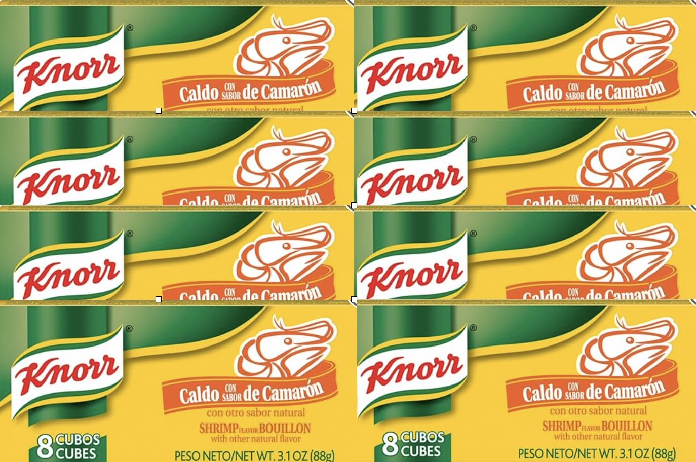 Knorr Bouillon Cubes, Shrimp 3.1 oz -- 8 Boxes With 8 Cubes Per Box