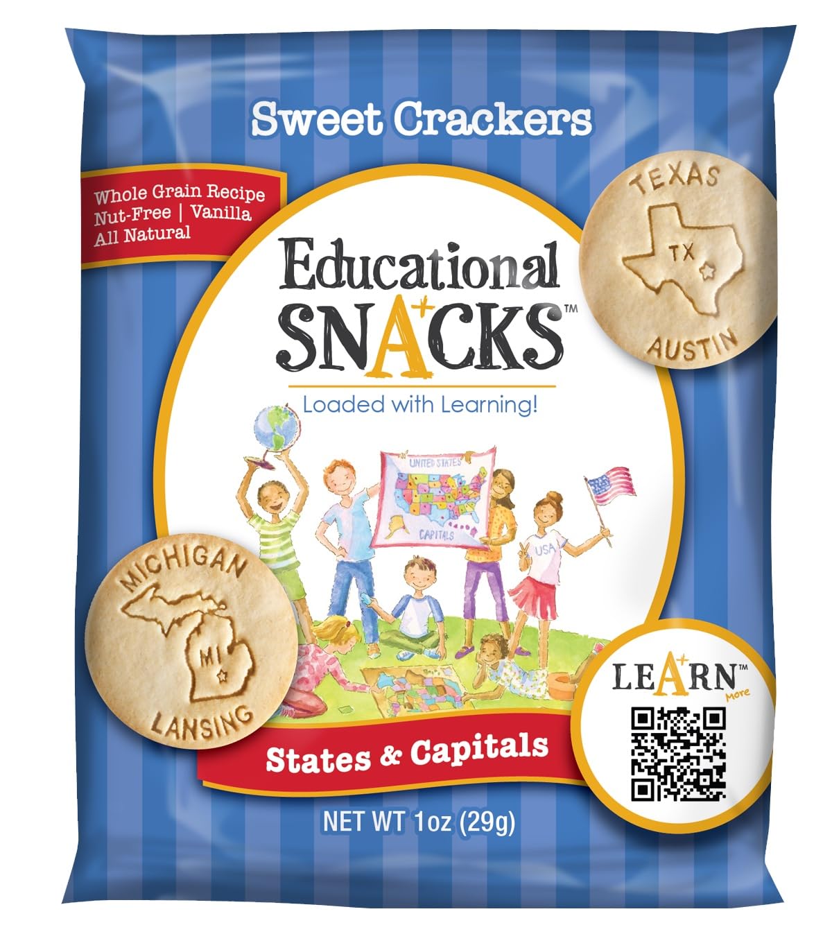 DICK & JANE EDUCATIONAL SNACKS - Nut-Free States & Capitals Edition - 60-Pack, 1 Ounce Each, All-Natural Snacks for Kids