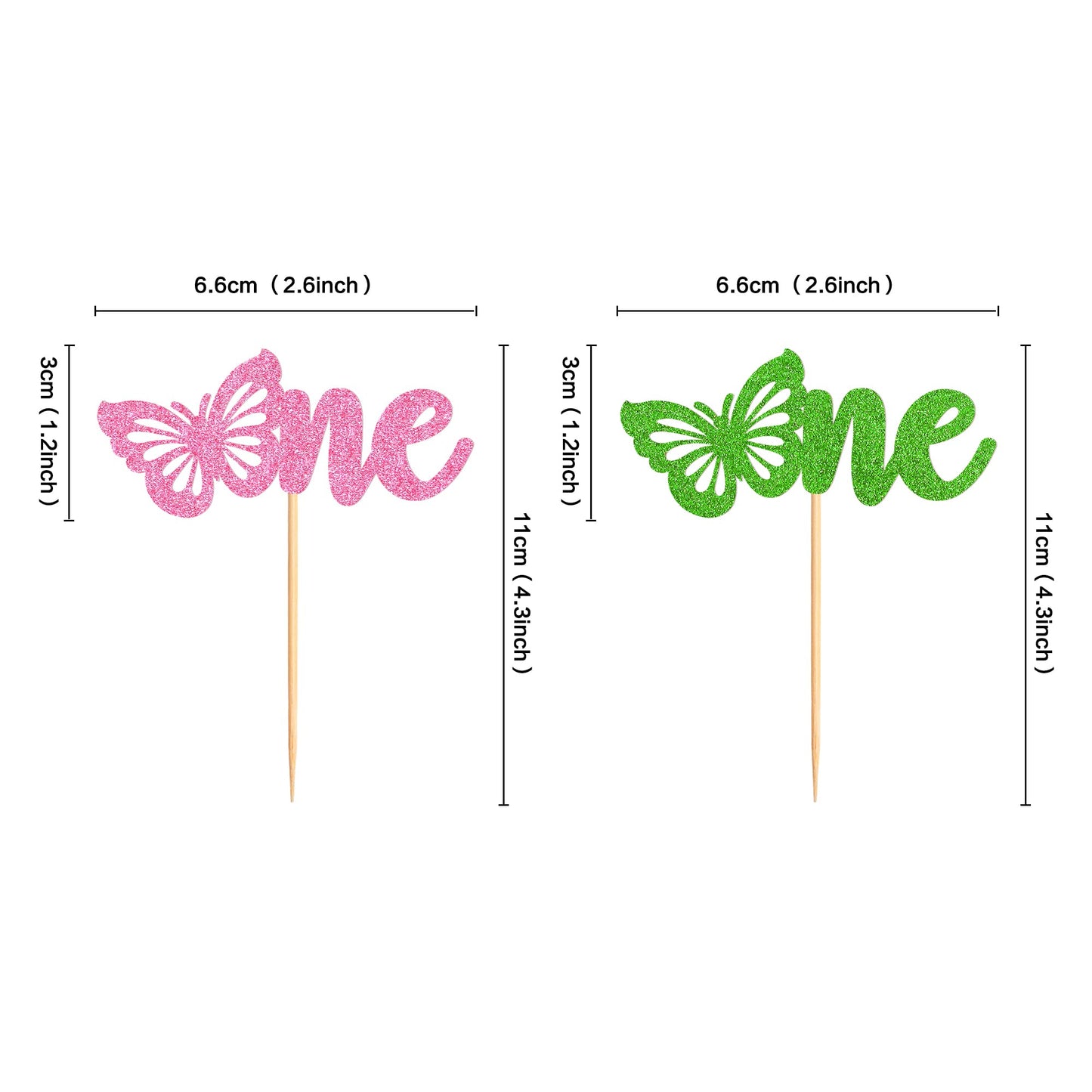 Ercadio 24 Pack Butterfly Cupcake Toppers - Glitter Butterfly 1St Cupcake Picks Assembled Decors For Baby Shower & Kids Birthday