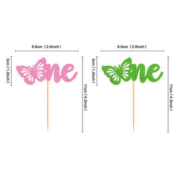 Ercadio 24 Pack Butterfly Cupcake Toppers - Glitter Butterfly 1St Cupcake Picks Assembled Decors For Baby Shower & Kids Birthday
