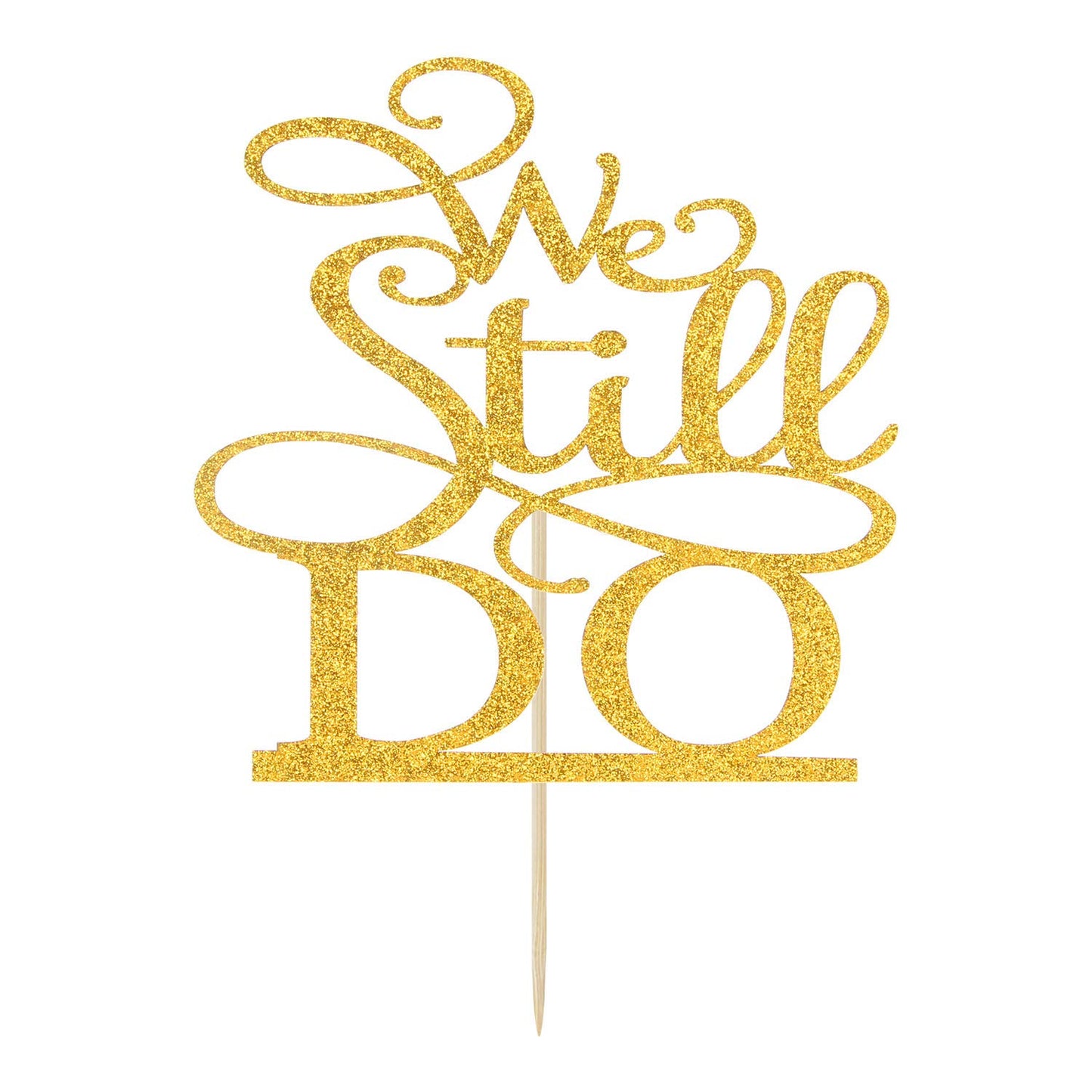 Hotmoon We Still Do Cake Topper - Gold Glitter Plastic Decoration for Vow Renewal & Wedding Anniversary, Model HM-0088