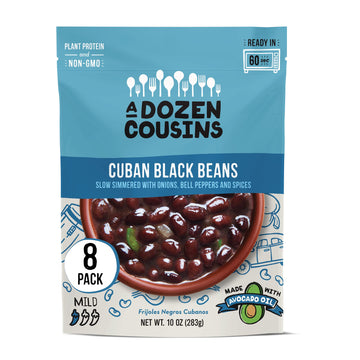 A Dozen Cousins Seasoned Beans  Vegan And Non-Gmo Meals Ready To Eat Made With Avocado Oil (Black Beans  8 Pack)