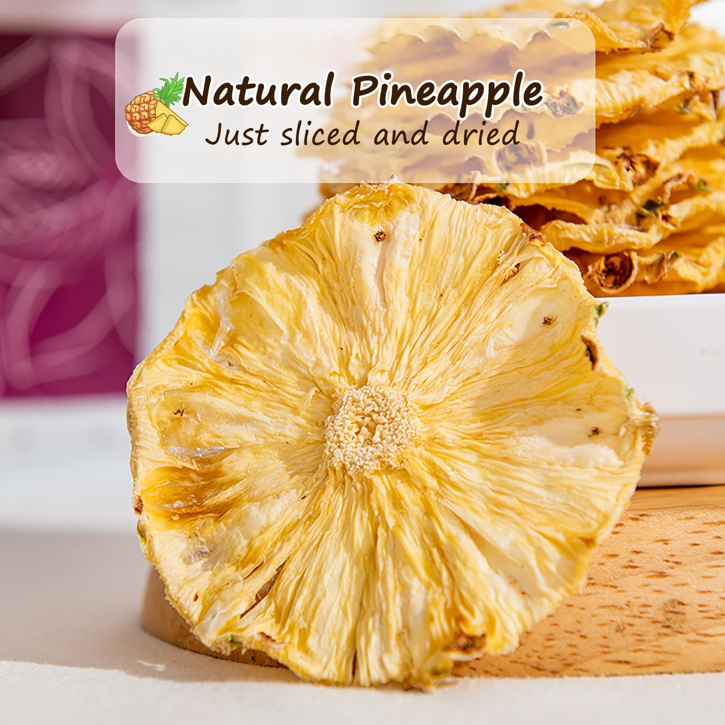 Kachikachi 1-Can Dehydrated Dried Pineapple Slices | Unsulphured | No Added Sugar | Pure Pineapple Wheels Snacks | Dried Fruits