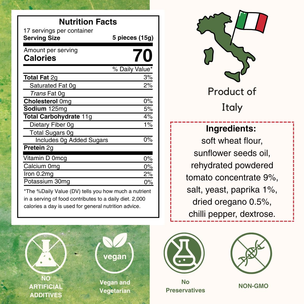 I Macoritti Special Breadsticks With Tomato | Dip & Bread Sticks Snacks - Oregano And Paprika, Made In Italy, Authentic Italian