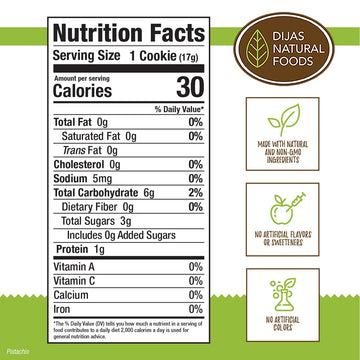 Dijas Natural Foods Crunchy Biscotti Cookies, Fat Free, All Natural, 5 Ounce, Pistachio