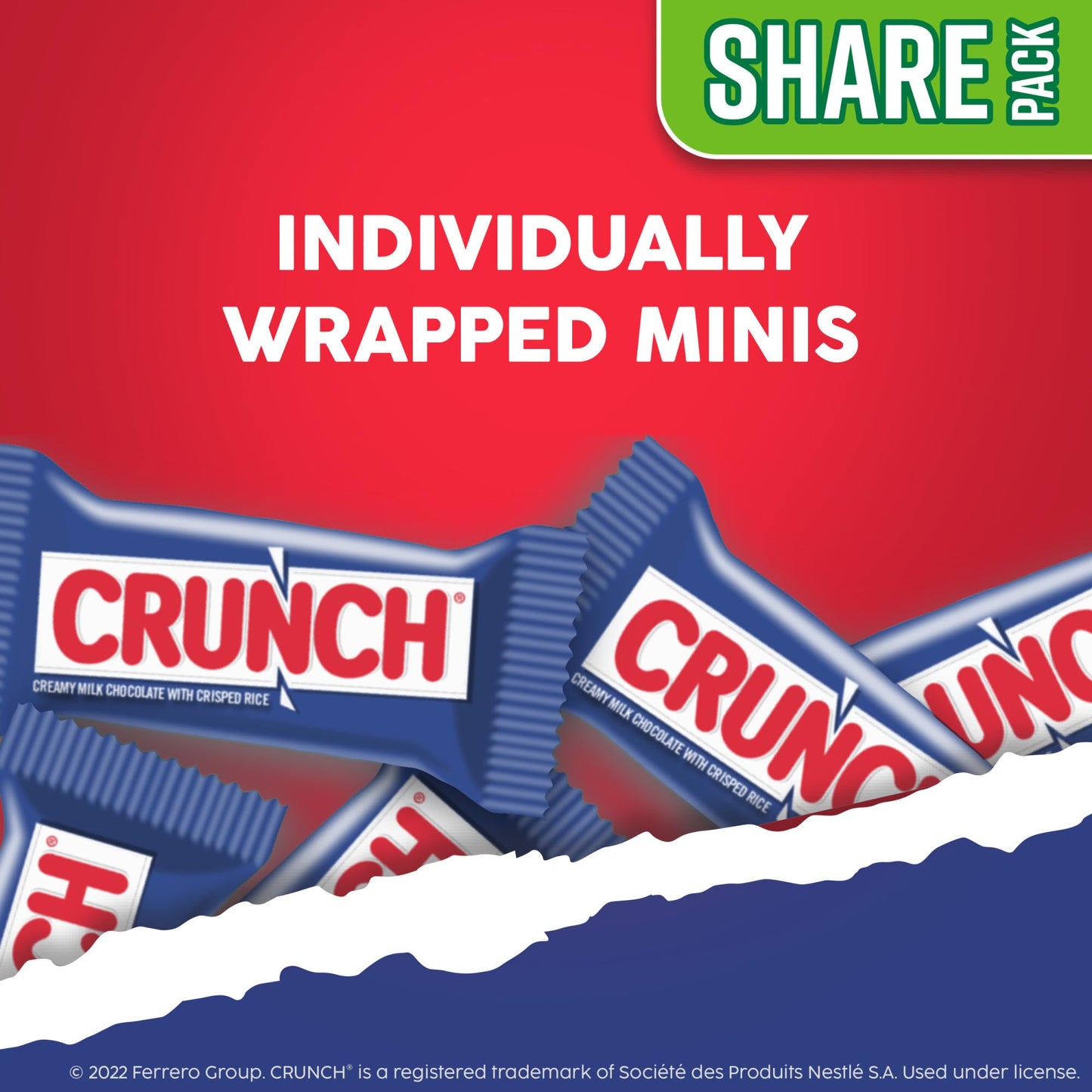 Crunch Minis, Bulk 8 Pack, Milk Chocolate And Crisped Rice, Full Size Holiday Candy Bars, Stocking Stuffers, Individually Wrapped, Resealable Share Size Bag, 9.8 Oz