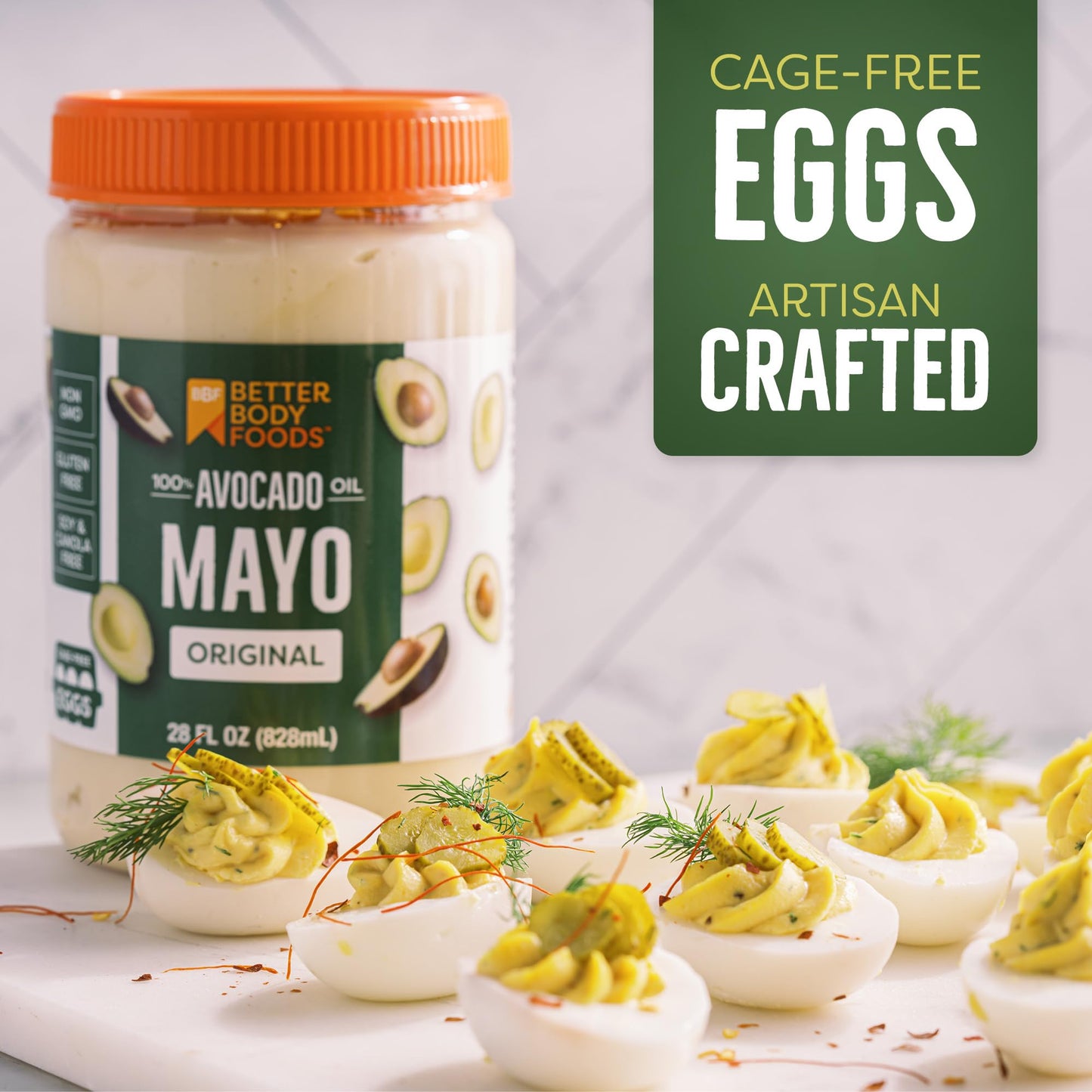 BetterBody Foods Avocado Oil Mayonnaise, Non-GMO Mayo Spread Made with Cage-Free Eggs, Paleo (28 Ounces) (Pack of 2)