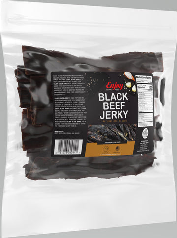 Enjoy Black Beef Jerky 16 Oz (Pack Of 1) | Traditional Style | Usa Made | High Protein | Low Fat | Zero Trans Fat | No Preservat