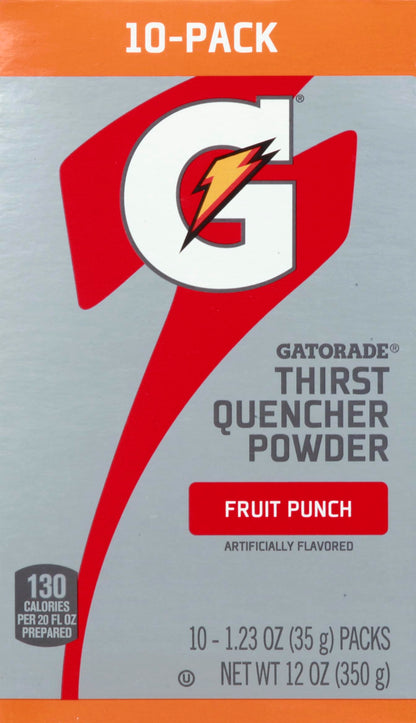 The Gatorade Company Thirst Quencher Powder, 1.23oz Packets, Makes 16.9 FL OZ (10 Pack) (Fruit Punch)