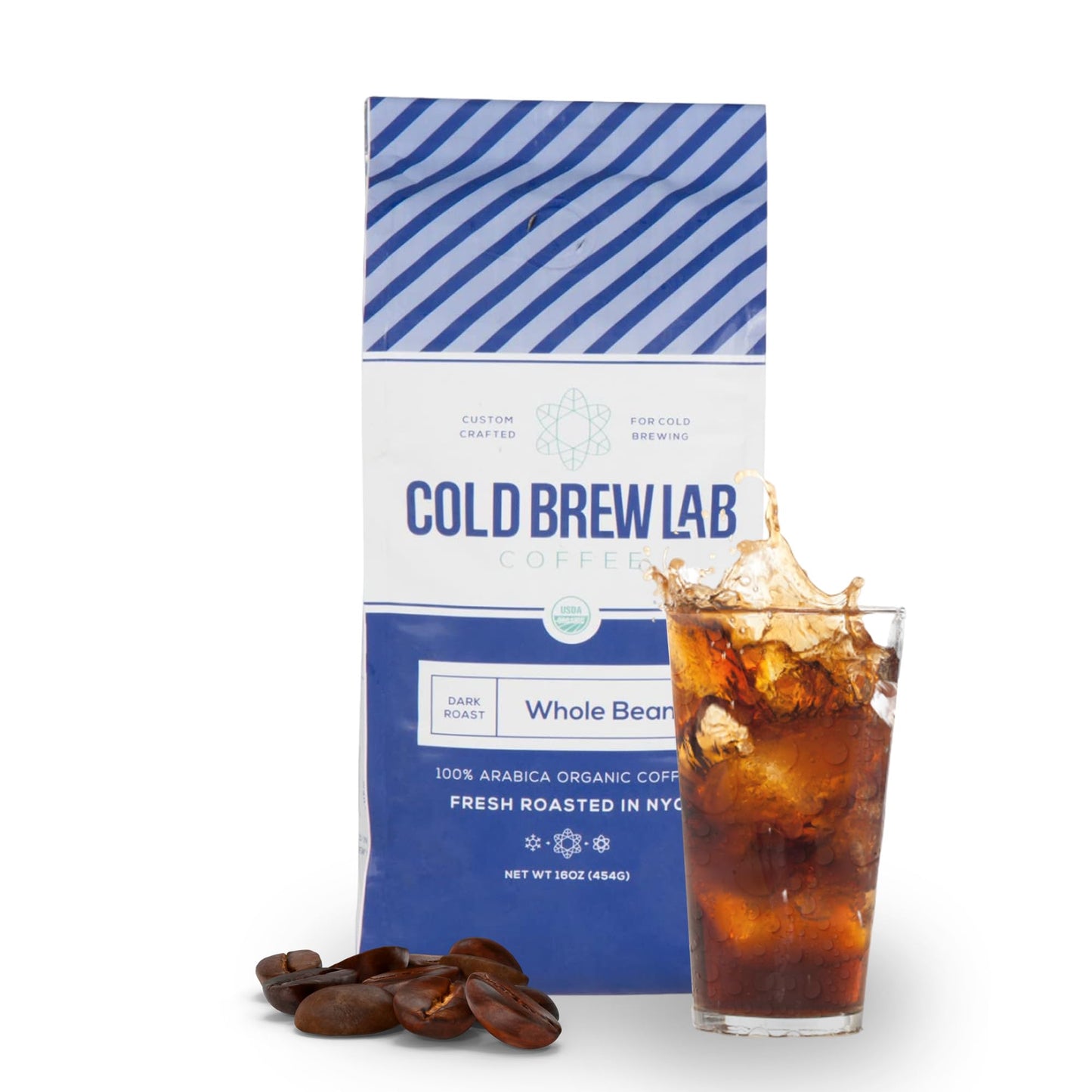 COLD BREW LAB Cold Brew Organic Coffee Beans, Colombian Supremo, Dark Roast, Whole Bean, 1 LB