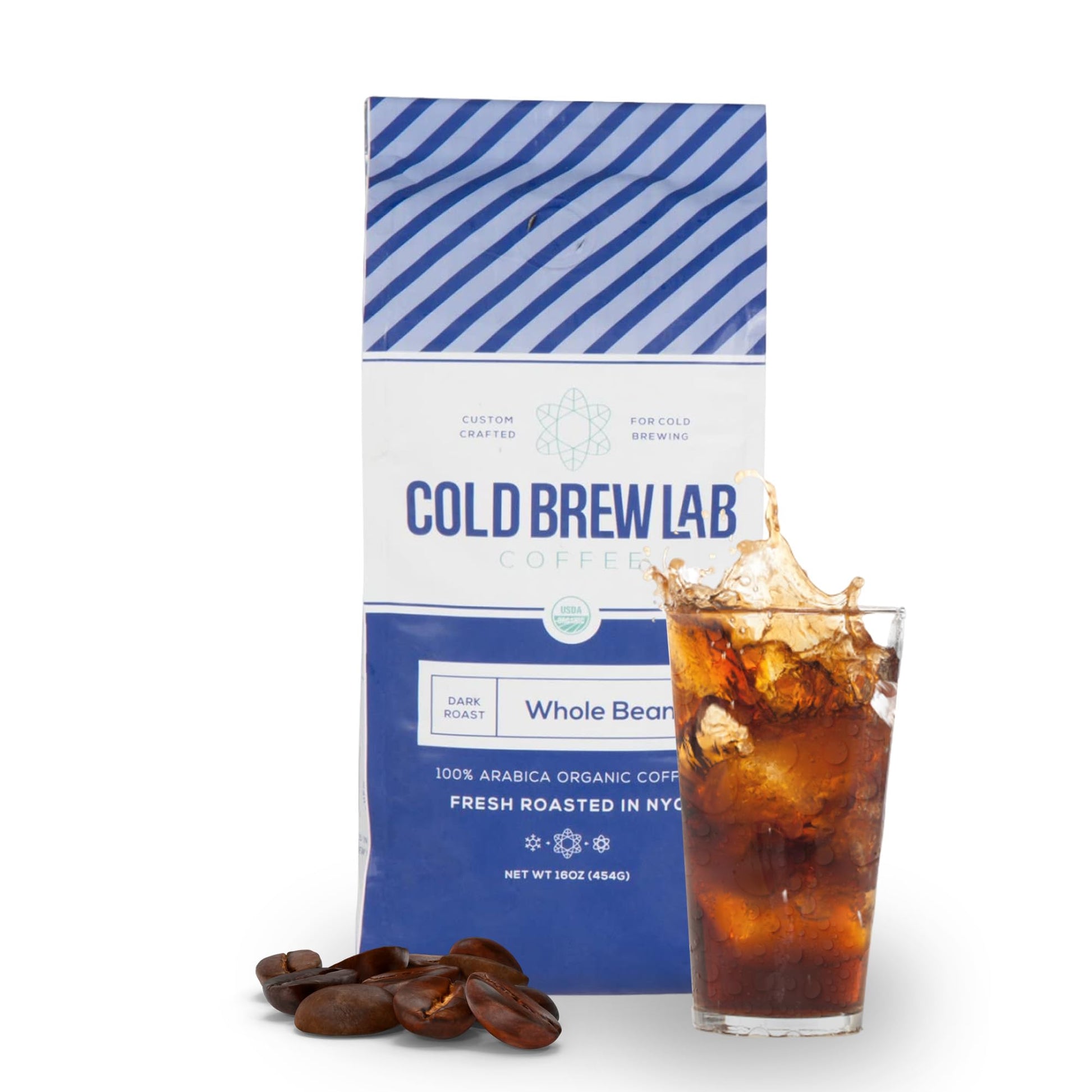 COLD BREW LAB Cold Brew Organic Coffee Beans, Colombian Supremo, Dark Roast, Whole Bean, 1 LB