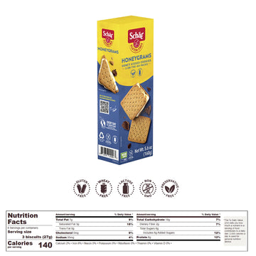 Schar - Honeygrams - Certified Gluten Free - No GMOs, Lactose, Wheat or Preservatives - (5.6 oz) 3 Pack
