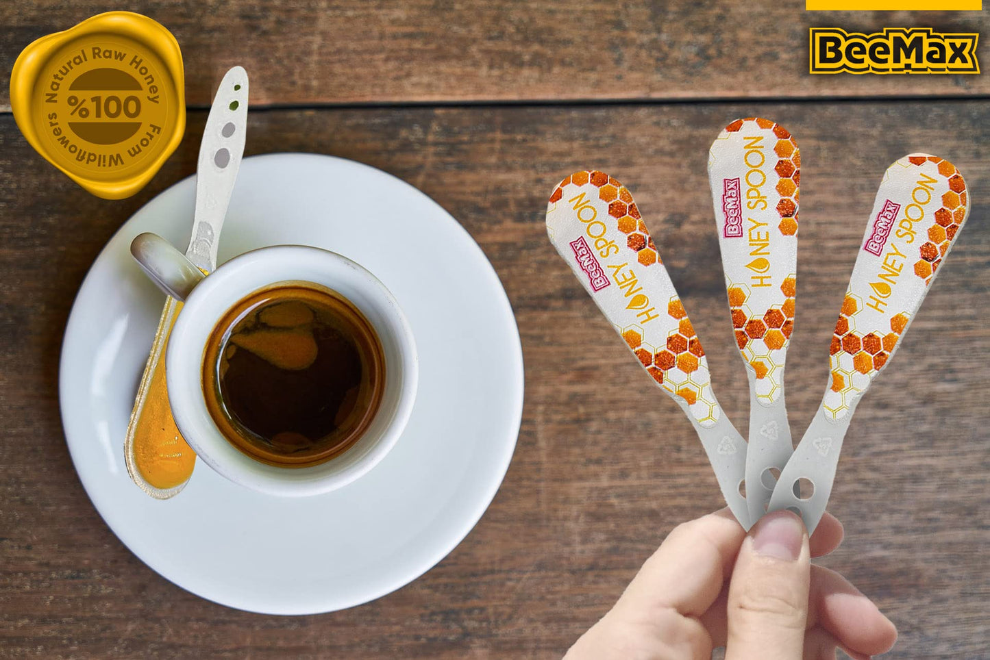 Beemax Raw Honey Filled In A Spoon 30 Pcs Individually Wrapped Wildflower Turkish Honey No Sugar Or Artificial Flavour