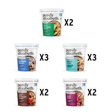 Purely Elizabeth Best Sellers Superfood Oatmeal Cups, Gluten-Free Variety Pack, 2 Ounce, 12 Count - Perfect for Overnight Oats