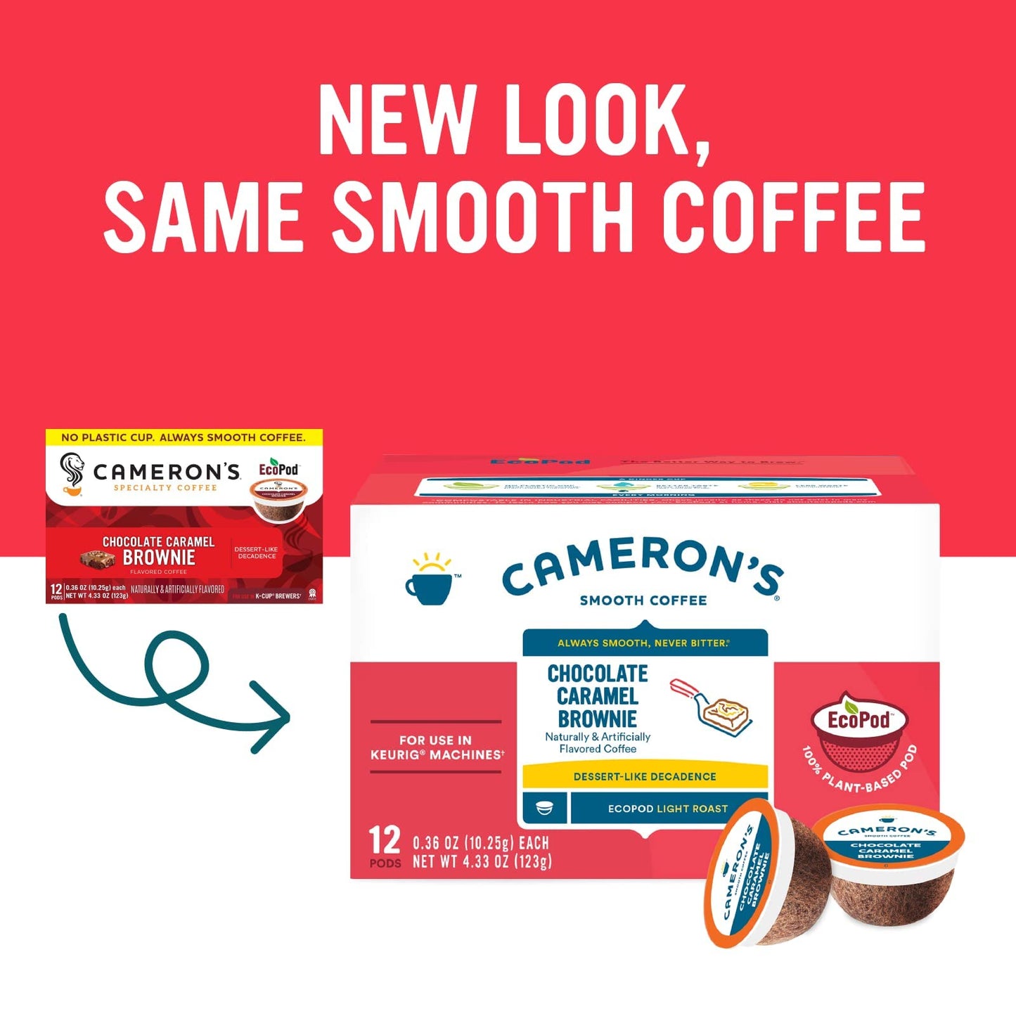 Cameron s Coffee Single Serve Pods, Flavored, Chocolate Caramel Brownie, 12 Count (Pack of 6)