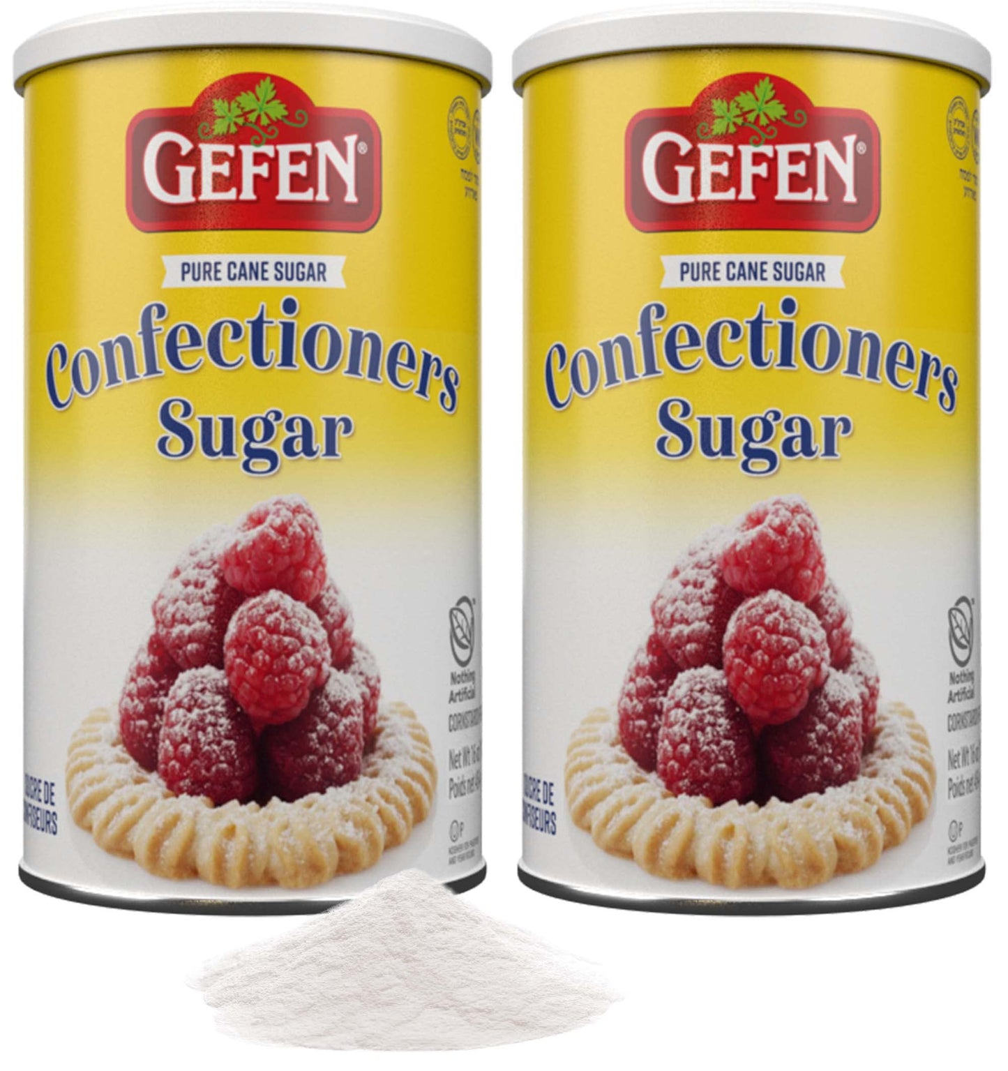 Gefen Powdered Sugar, Corn Free, Gluten Free, 16oz Resealable Container, 2 Pack (2 lbs), Kosher for Passover