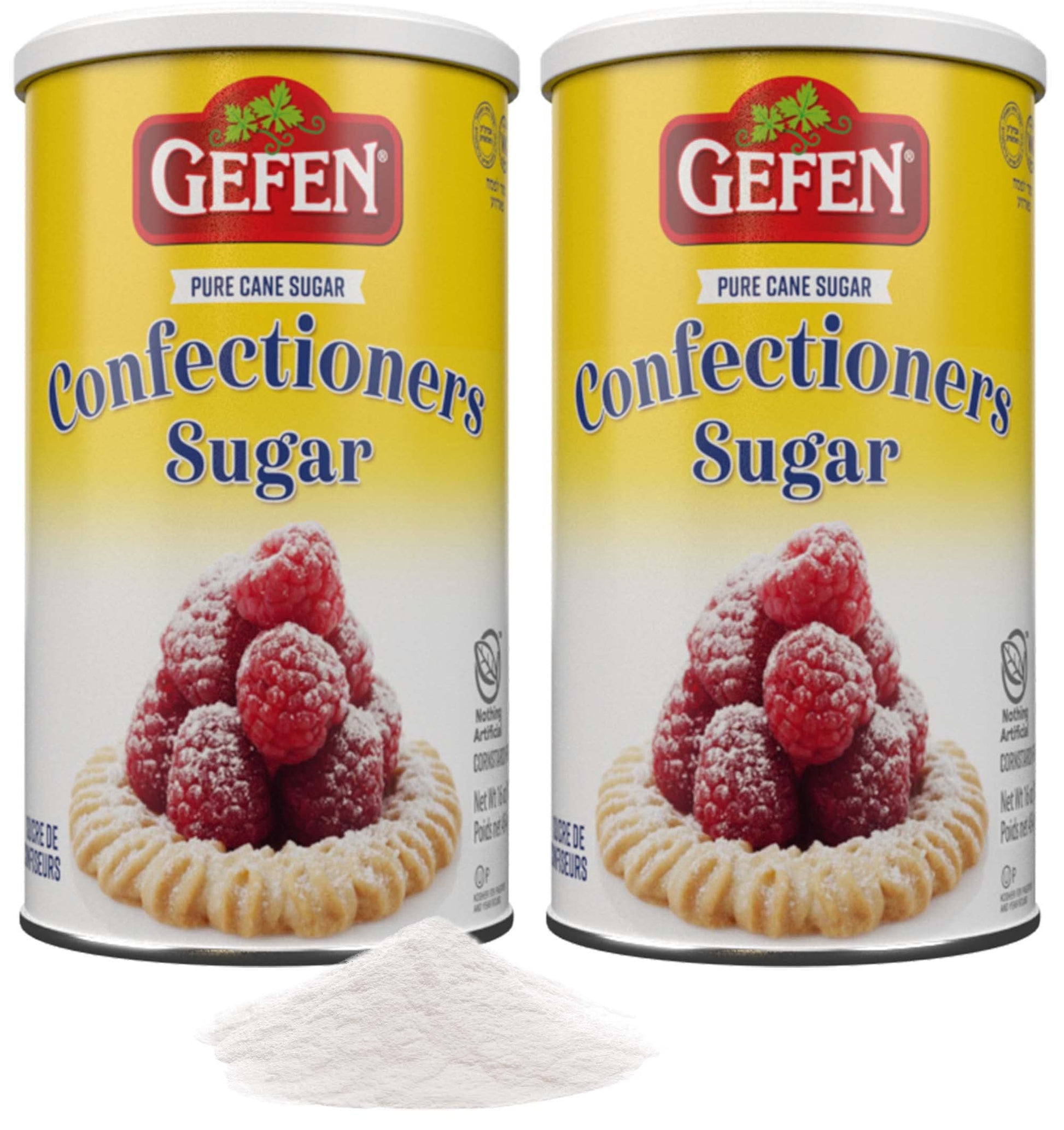 Gefen Powdered Sugar, Corn Free, Gluten Free, 16oz Resealable Container, 2 Pack (2 lbs), Kosher for Passover