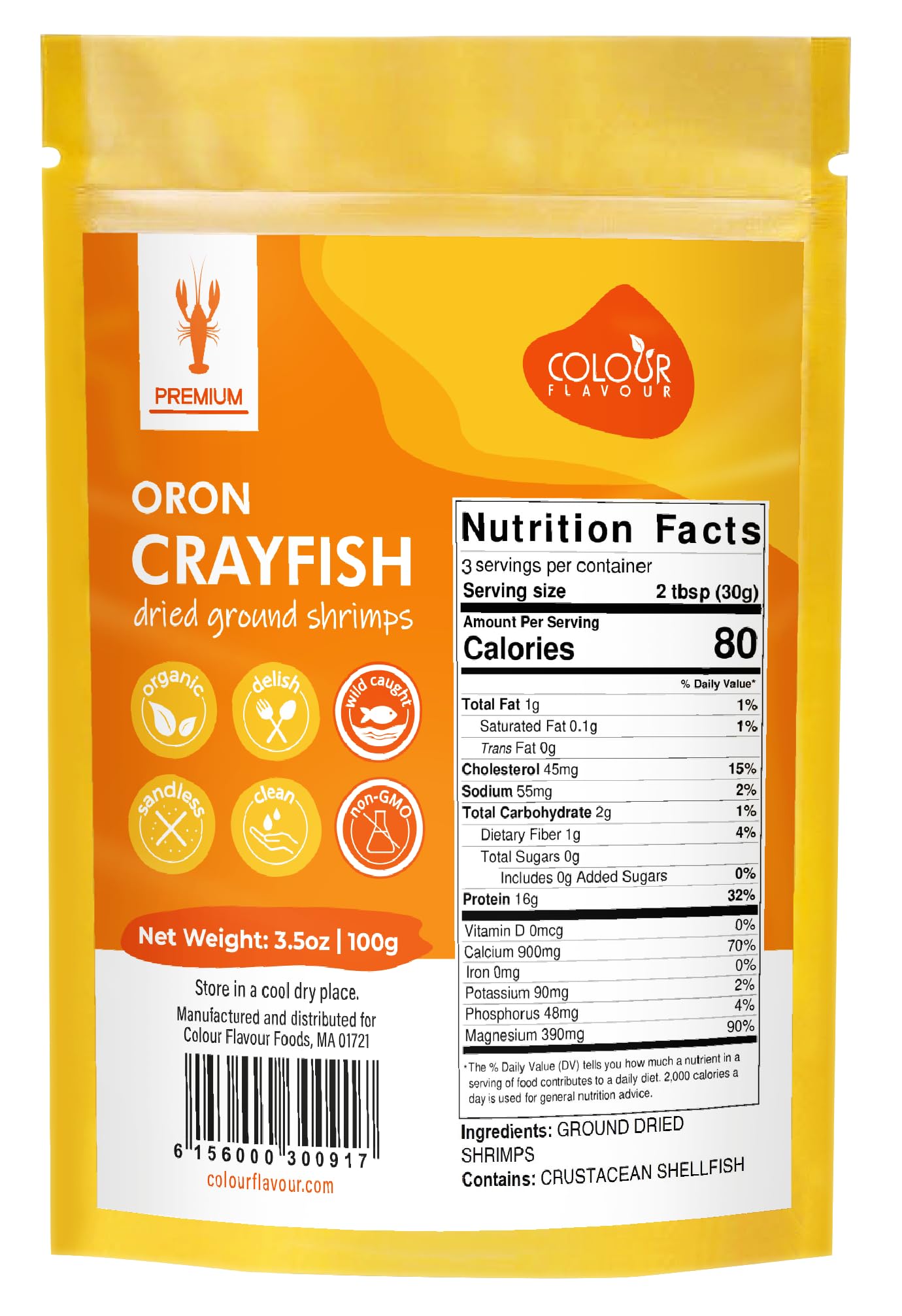 Colour flavour Premium Quality Nigerian Dry Shrimp Crayfish powder 3.5OZ 100GRAM Dried Shrimp for cooking Seafood Flavor (Crayfi
