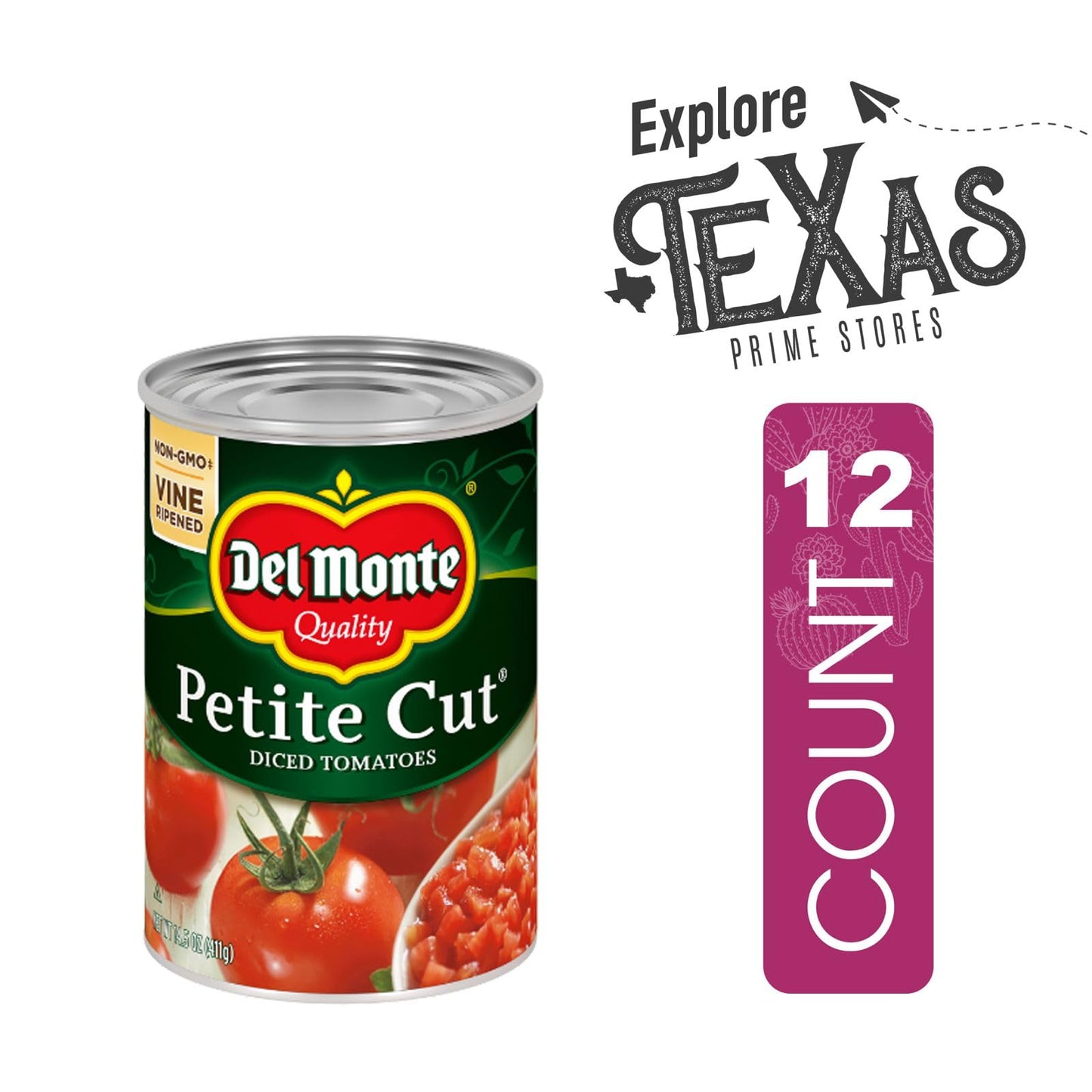 Del Monte Essentials Bundle - Tomatoes Petite Dice Cut Canned Vegetables, 14.5 oz Can, 12-Pack