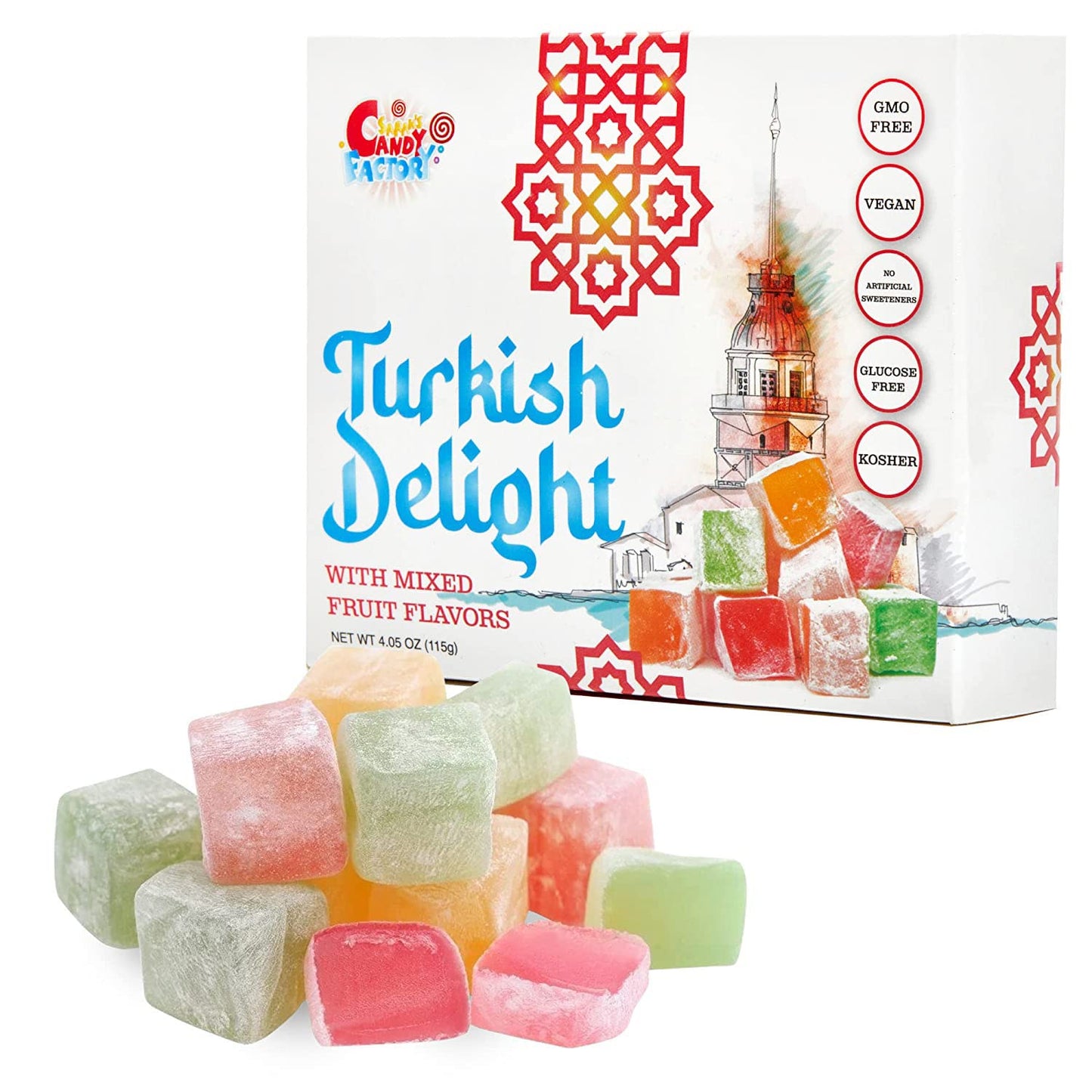 Sarah'S Candy Factory Turkish Delight With Assorted Fruit Flavors (4.05 Oz) Gift Box, Gift Basket