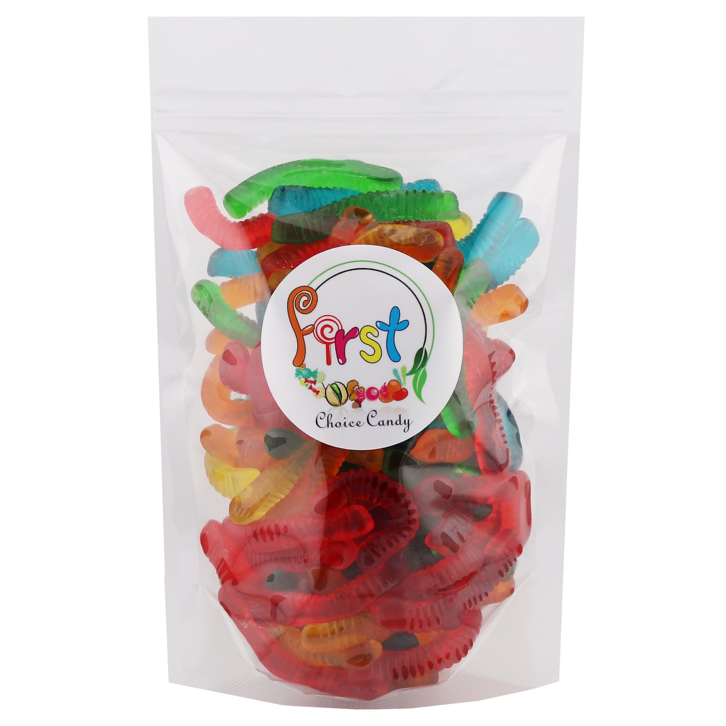 Firstchoicecandy Sweet & Sour Gummy Worms, Multi Flavors And Solid Colors (2 Pound, Sweet Mix Fruit)
