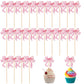 PEUTIER 24pcs Pink Bow Cupcake Toppers, Paper Bowknot Dessert Picks for Cake, Princess Girls Birthday Party, Model 18100