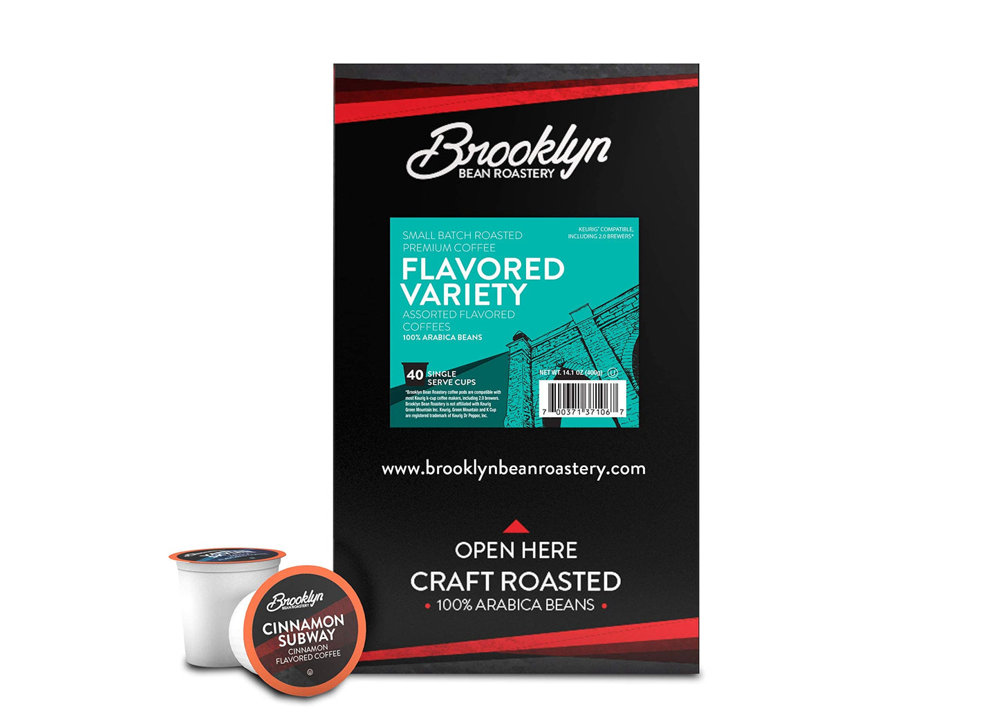 Brooklyn Beans Flavored Coffee Pods Assorted Variety Pack, Compatible with Keurig 2.0, 40 Count