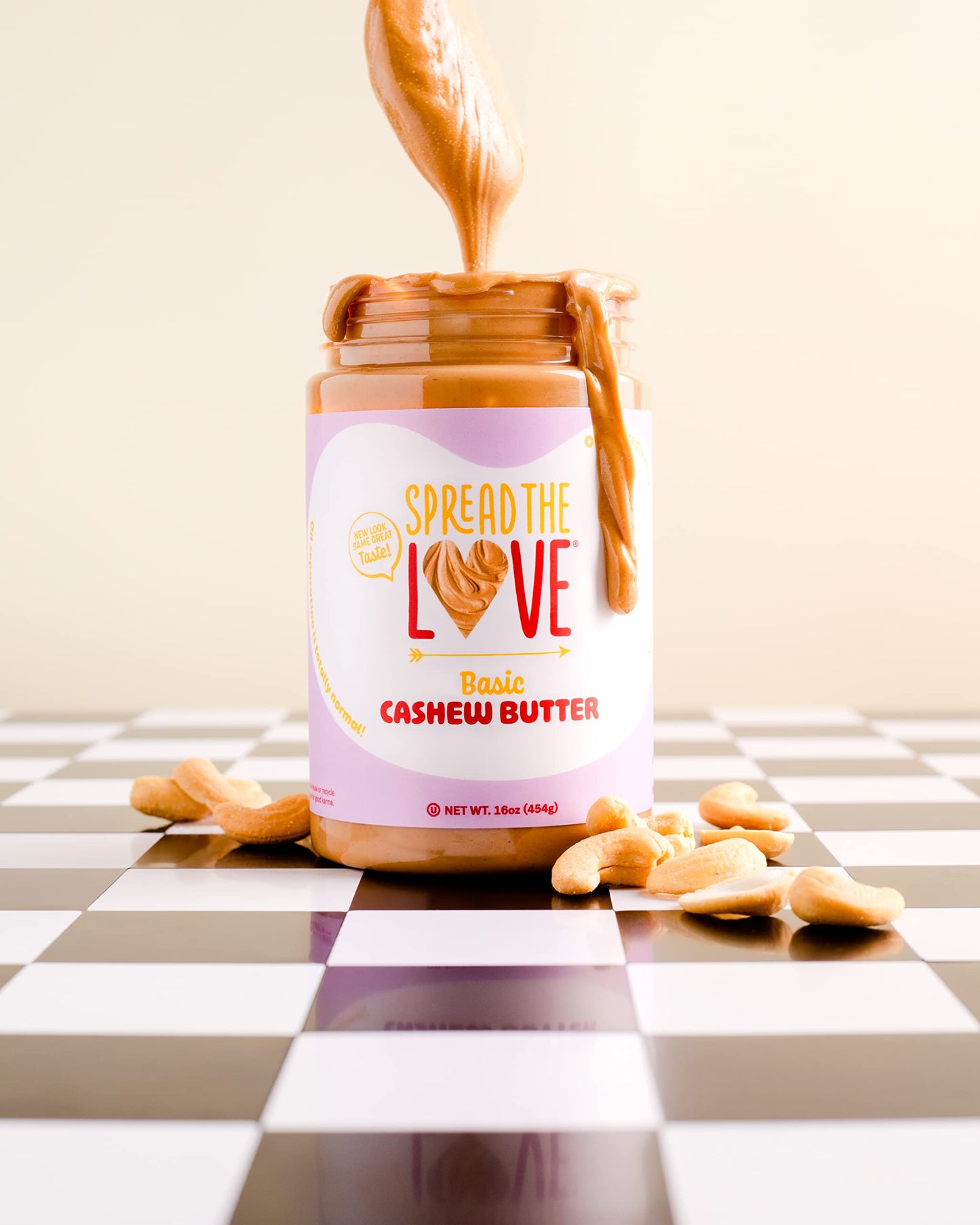 Spread The Love Basic Cashew Butter, 16 Ounce (All Natural, Vegan, Gluten-Free, Creamy, No Added Salt, No Added Sugar, No Palm F