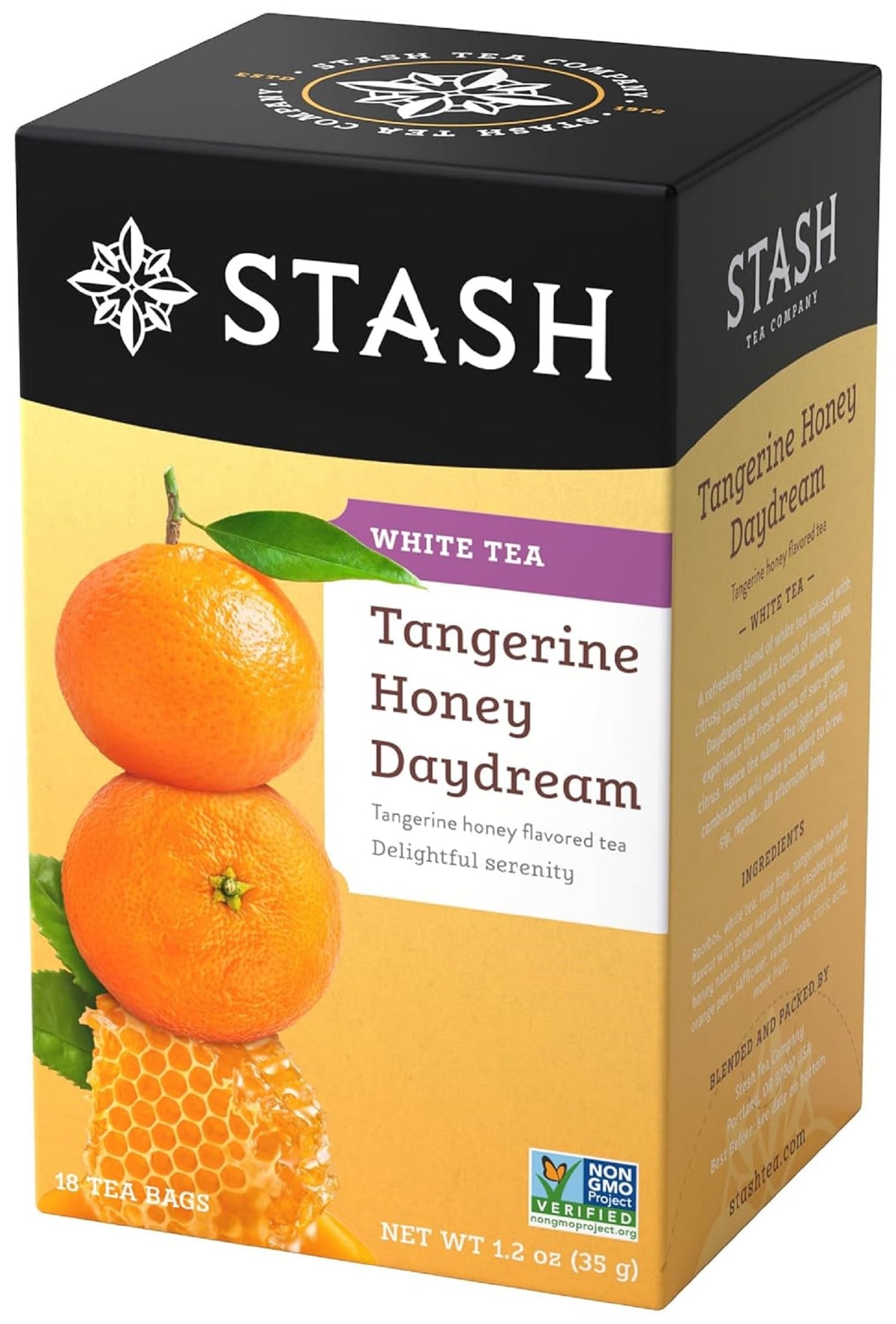 Stash Tea Tangerine Honey Daydream White Tea, Caffeinated, Non-GMO, 18 Count (Pack of 6), 108 Total Bags