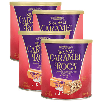 Roca Sea Salt Caramel Roca Canister, Individually Wrapped Toffee, 10 Ounce (Pack of 4)