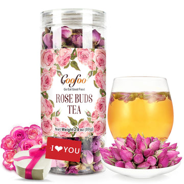 Goofoo Dried Rose Buds Rose Tea, Edible Whole Dry Roses, Premium Loose Leaf Flowers Herb, Natural Healthy Herbal Tea Beverages, Ideal For St. Patrick'S Day, 2.8 Oz