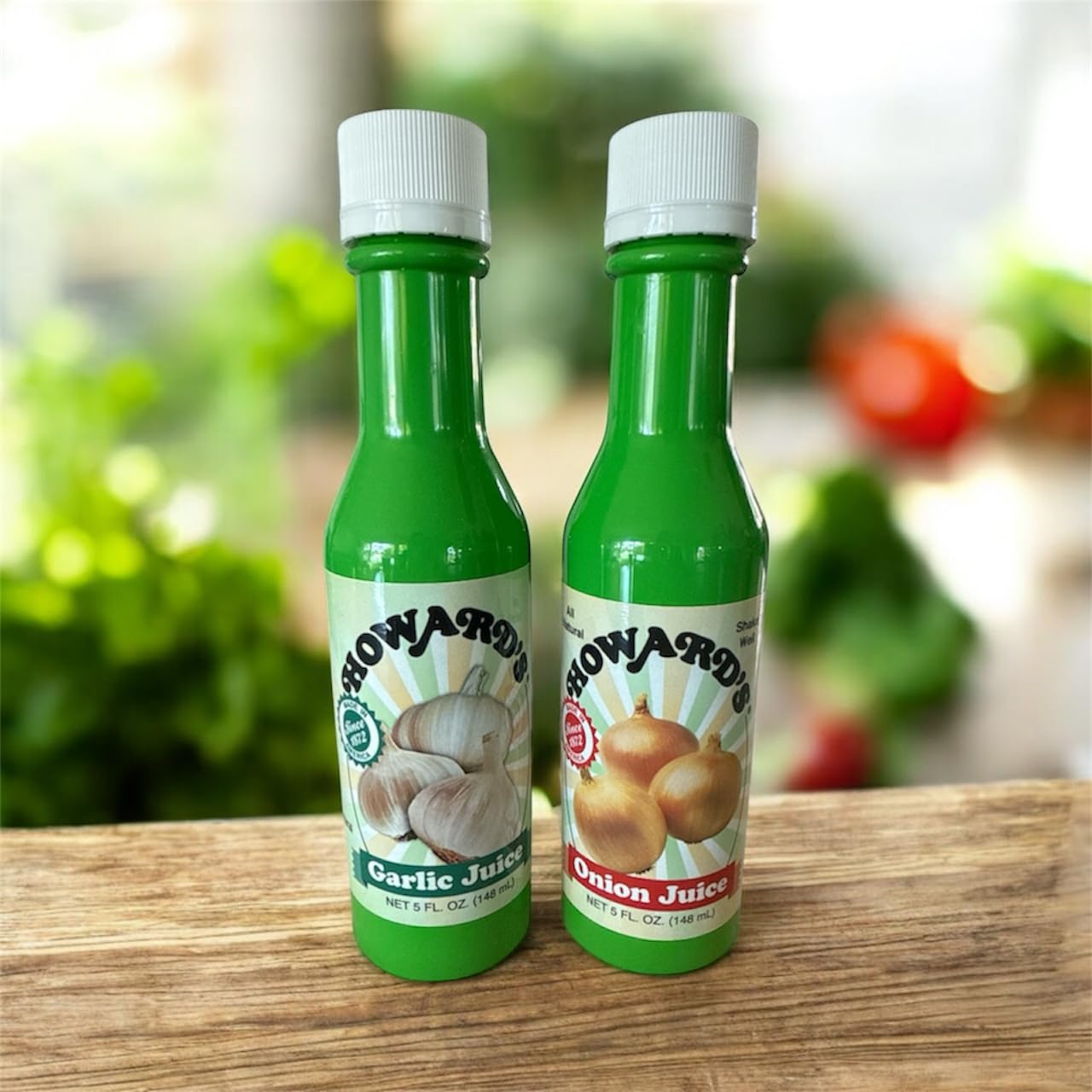 Howards Onion & Garlic Juice Duo Pack, 5 fl oz Each | Pure Liquid Seasoning Set | All-Natural Flavor Enhancers for Cooking, Mari