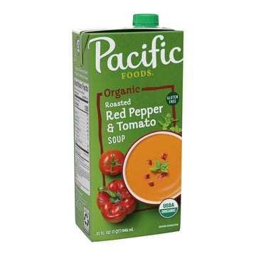 Pacific Foods Organic Roasted Red Pepper And Tomato Soup, 32 Fl Oz Carton