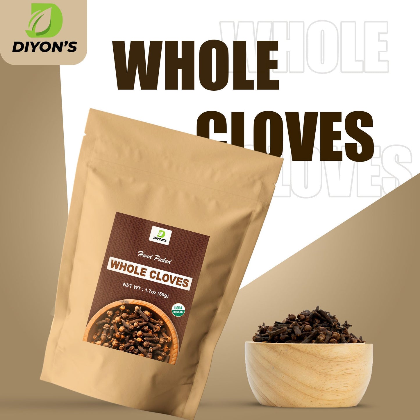 Organic Whole Cloves 1.7 oz, (stand up resealable pouch)