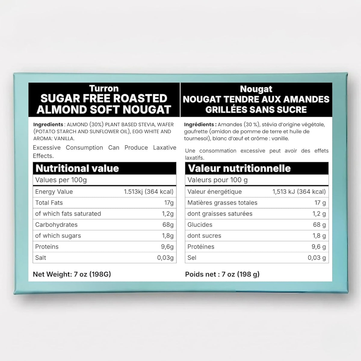 Andy Anand Sugar-Free Roasted Almond Nougat Brittle, 18 pc, 7 oz – Gluten-Free Keto Italian Torrone, Diabetic-Friendly Gourmet Gift Box