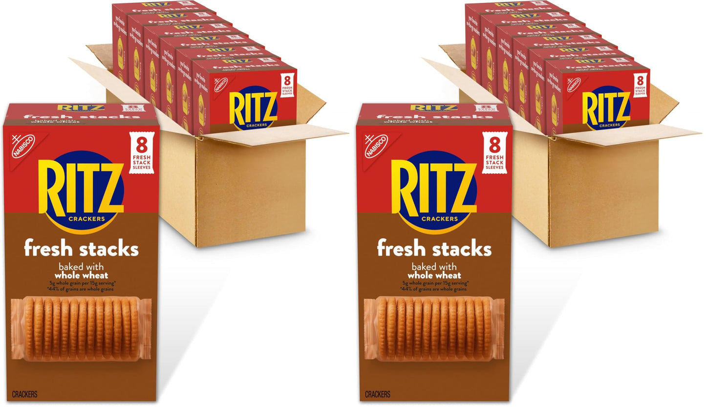 Ritz Fresh Stacks Whole Wheat Crackers, 6-11.6 oz Boxes (48 Stacks) (Pack of 2)