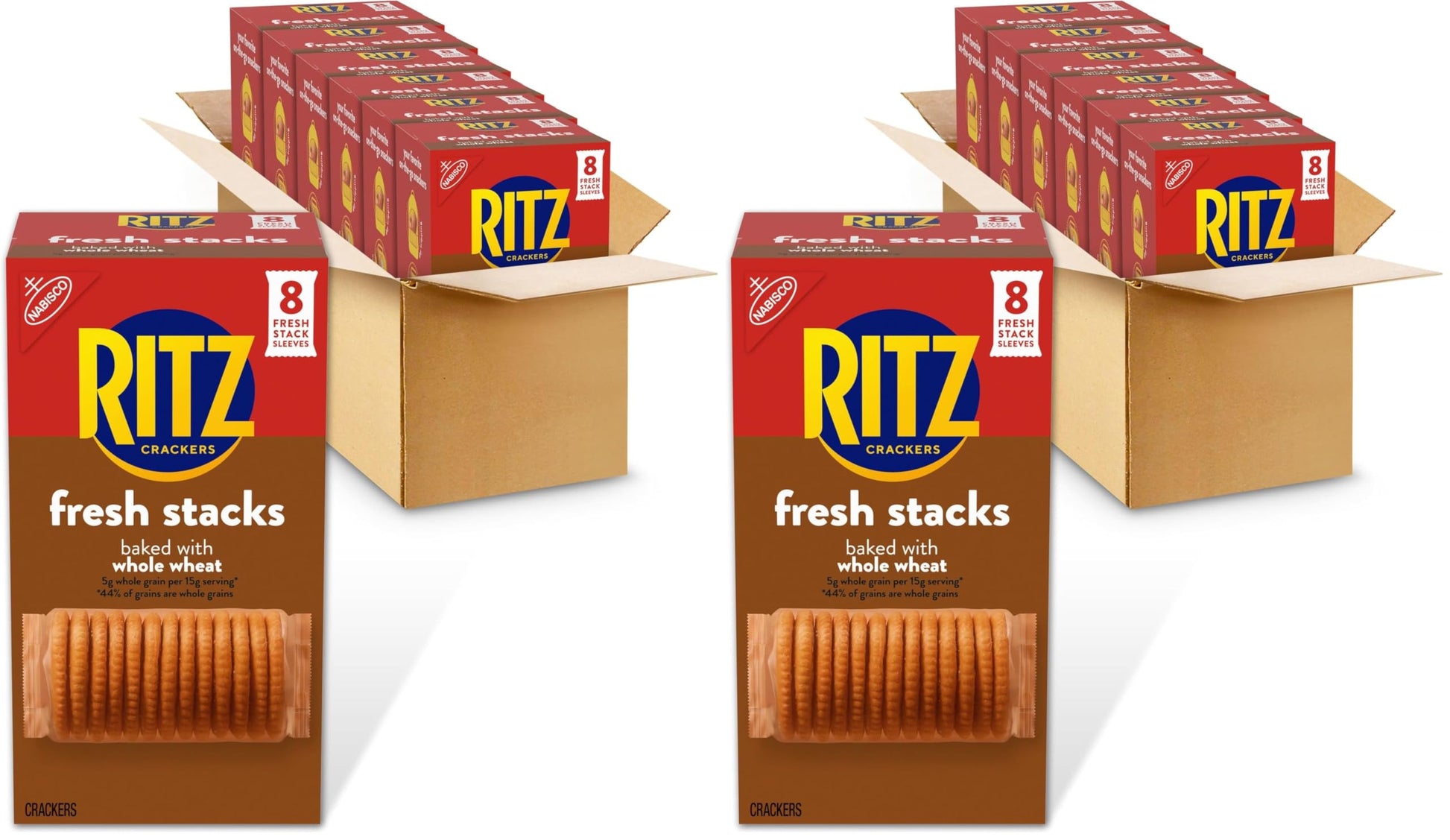 Ritz Fresh Stacks Whole Wheat Crackers, 6-11.6 oz Boxes (48 Stacks) (Pack of 2)