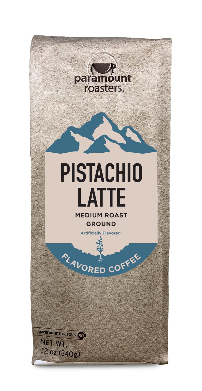 Paramount Roasters, Pistachio Latte Flavored Ground Coffee, 1-12Oz Bag, Medium Roast (Paramount Coffee Company)