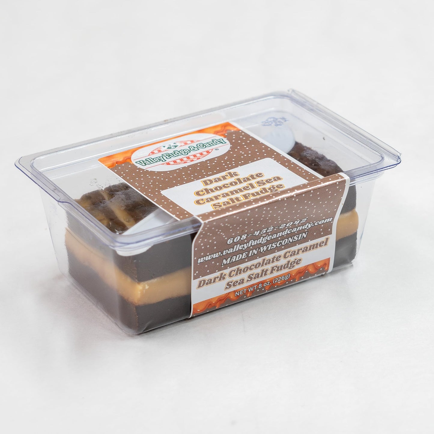 Valley Fudge Dark Chocolate Caramel Sea Salt Artisan Fudge Half Pound Package