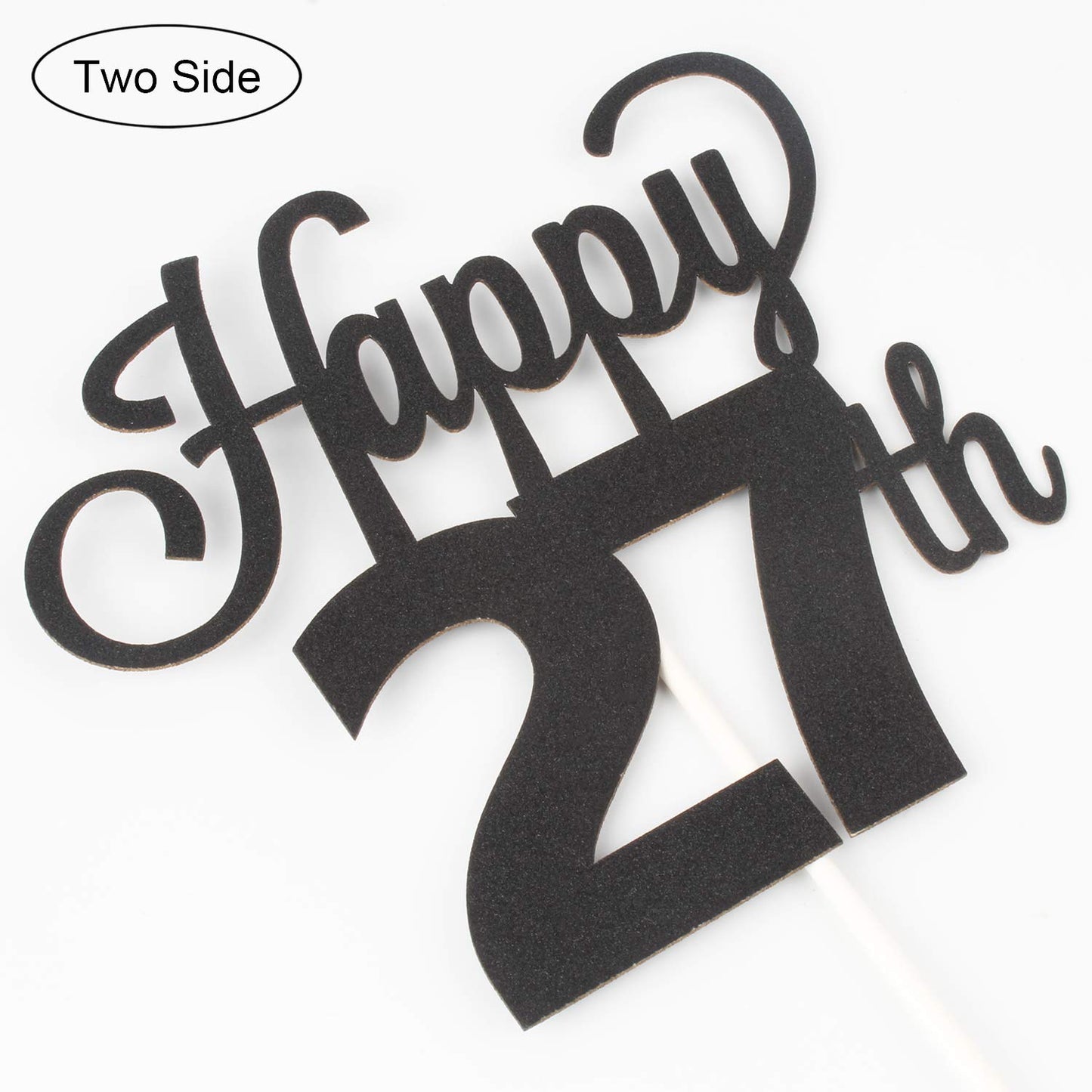 LINGTEER Cake Topper - Happy 27th Birthday Sign, Thick Paper, Black, 1 Count