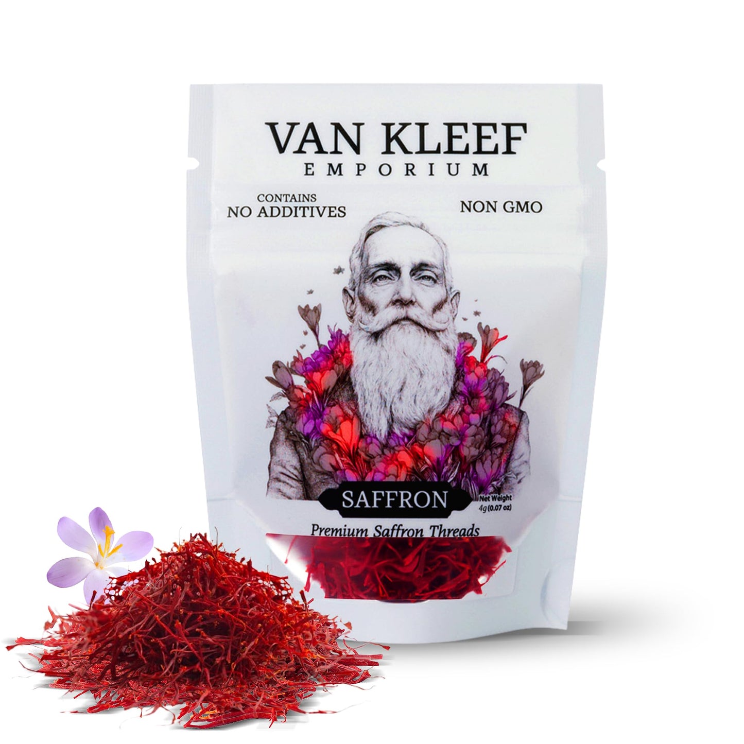 Van Kleef Emporium Kashmiri Saffron Threads  Super Neflavor Blend Grade - All-Red Top-Grade Saffron Spice For Cooking  Paella  Risotto  Teas & Desserts - Lab-Tested Purity  Organic Quality (4 Grams)