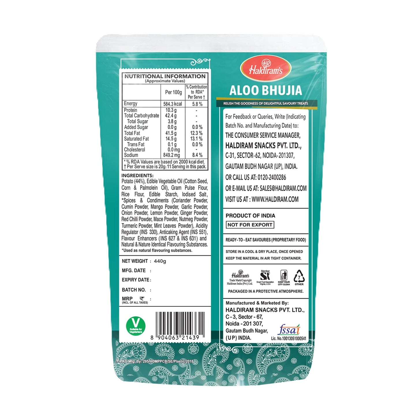 Haldirams Namkeen - Aloo Bhujia, 440G