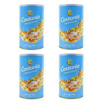 Castania Lebanese Nuts, Low Salt Mix, Pistachios, Almonds, Cashews, Hazelnuts, Peanuts, Pumpkin Seeds, and Chickpeas 16oz (Pack 